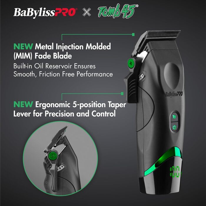 Машинка для стрижки волосся BaBylissPRO Tomb45 професійна, акумуляторна, бездротова