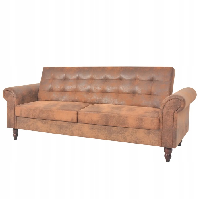 Розкладний 2-місний диван Chesterfield, коричневий, 196x58x82 см