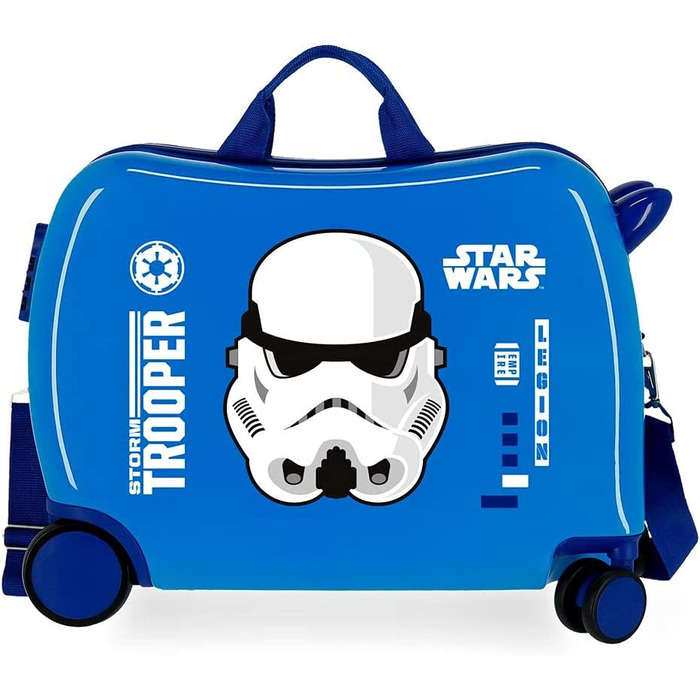 Дитяча валіза Star Wars, синя, 50×38×20 см, жорсткий ABS, кодовий замок, 34 л, 1,8 кг, 4 колеса, ручна поклажа