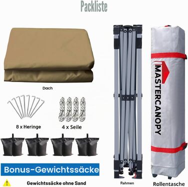 Тент шатер MasterCanopy Pop-up 3x3 м, швидкозбірний, з регулюванням висоти, UPF50+, водостійкий, з сумкою та пісочниками для кемпінгу, заходів, саду