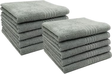 Набір рушників ZOLLNER 10 шт, 50x100 см, 100% бавовна, сірі, 380 г/м² – якісні банні рушники для дому та готелю