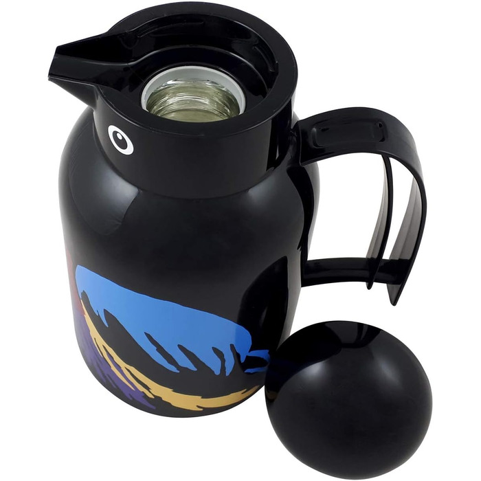 Термос-глечик Helios Thermo-Bird Папугай, пластик, чорний, 1 л
