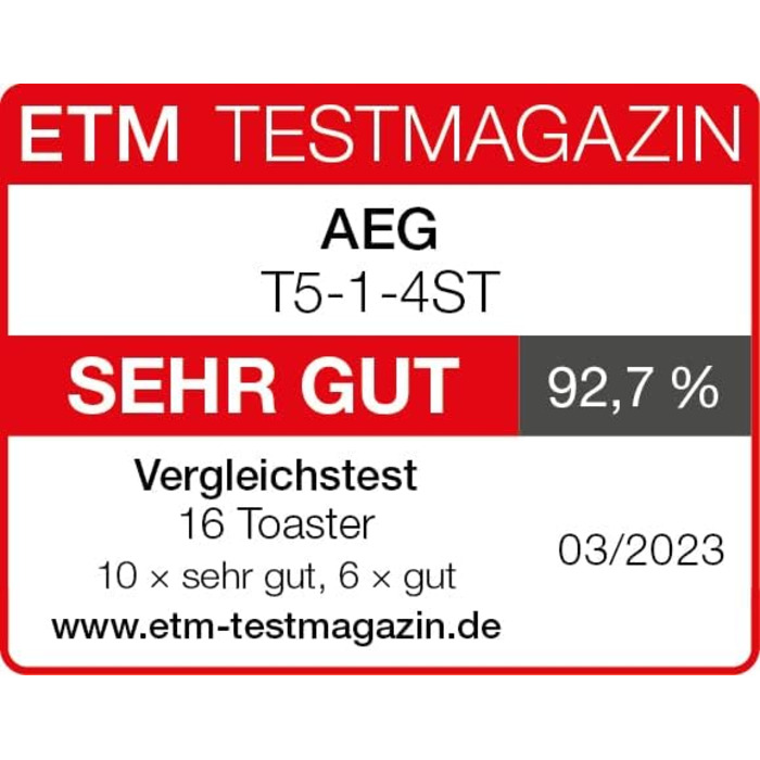 Тостер AEG Deli 5 з 7 режимами, таймером, нержавіюча сталь, широкі слоти, автоматичне центрування, функції розморожування та підігріву, знімний піддон для крихт, Cool-Touch корпус