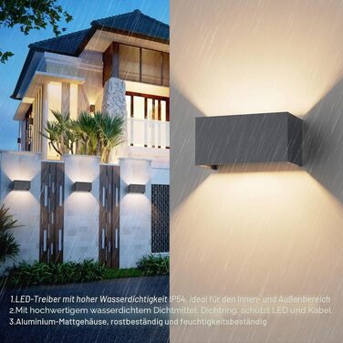 Стіна світильник Klighten вуличний LED 18W з лампою G9 (3000K, тепле біле світло), регульований кут нахилу, IP54, антрацит RAL 7016 для дому та саду