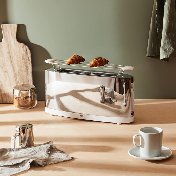 Тостер Alessi з підставкою для булочок, нержавіюча сталь/пластик, білий
