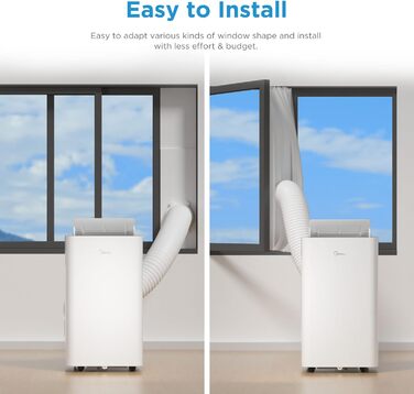 Мобільний кондиціонер Midea Silent Cool 26 Pro WF 9000 BTU, 2,6 кВт, для приміщень до 33 м², охолодження, вентиляція, осушення, з Wi-Fi, керування через додаток, Alexa, Google Home, IFTTT, з відвідним шлангом