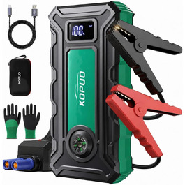 Пусковий пристрій (бустер) 7000A з компресором для автомобіля 12V, Powerbank для ПКВ (Блакитний-Зелений)