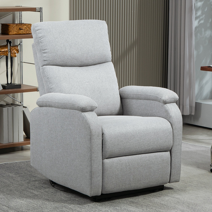 HOMCOM Recliner, Крісло для телевізора з функцією відкидання, М'яке крісло під телевізор з білизною, крісло з кишеньковим пружином, крісло вантажопідйомністю до 150 кг для вітальні, сірий