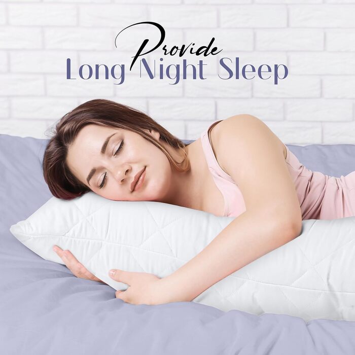 Подушка для вагітних та сну Utopia Bedding, стегана подушка-обіймашка для сну на боці, м'який поліестер, 40x145 см, біла