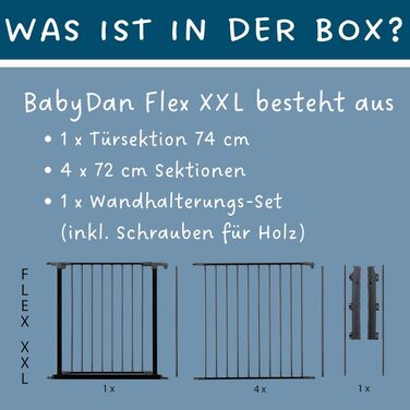 Захисний бар'єр BabyDan Flex L (90-278 см) - дитячі сходи, перегородка для кімнати, сітка для тварин (чорний)
