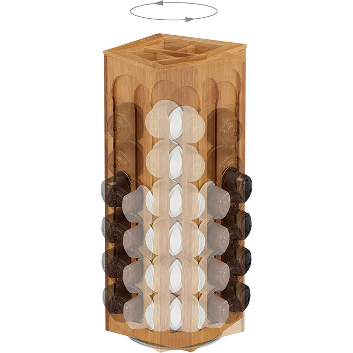Підставка-диспенсер для кавових капсул Dolce Gusto, обертовий, бамбуковий, 40,5x14x14 см, Relaxdays