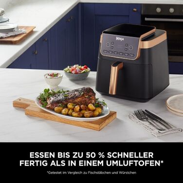 Фритюрниця повітряна Ninja Foodi FlexDrawer AF500EUCP, 6.2L, 7-в-1, чорно-мідна