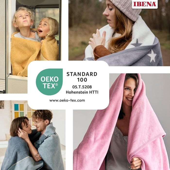 Плед IBENA Porto 150x200 см, коричневий, м'який та легкий у догляді, бавовняна суміш