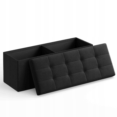 Оббитий пуф-осман MUFART зрідь сховищем, чорний, прямокутний, 110x38x38 см