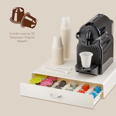 Органайзер для кавових капсул Baroni Home, універсальний підставок для Nespresso та Dolce Gusto, відсіки для чаю та аксесуарів, 2 шухляди, пластиковий, 34x13x34 см, чорний