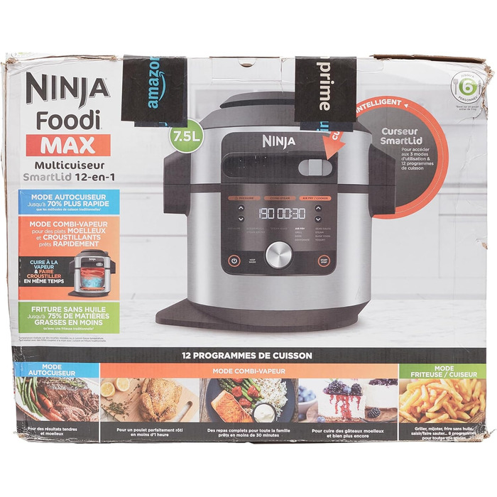 Мультиварка Ninja Foodi MAX 12-в-1 з SmartLid, 7,5 л, тиск, аерофритюр, повільне приготування, нержавіюча сталь, модель OL650EU