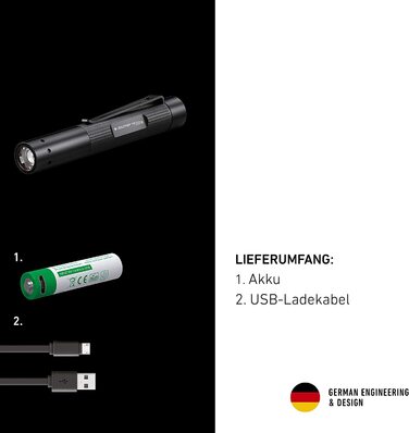 Ліхтарик Ledlenser P2R Core Mini LED, 120 люмен, акумуляторний, фокусування, 3 режими, 65 м, USB-зарядка, кліпса