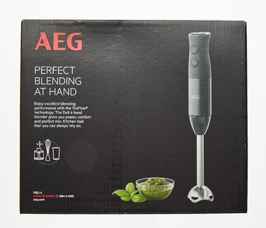 Занурювальний блендер AEG HB4-1-6GG, 2 леза, нержавіюча сталь, аксесуари, BPA-free, 2 швидкості, турбо, для кухні, сірий Modern Granite Grey