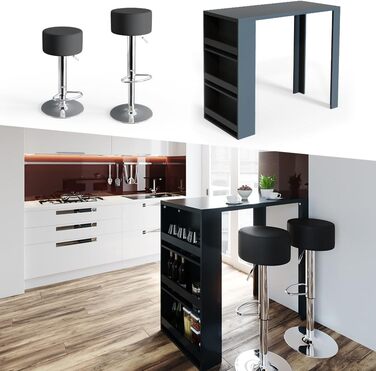 Барний стіл Vicco Bartisch-Set з 2 барними табуретами, антрацит, 117 x 57 см