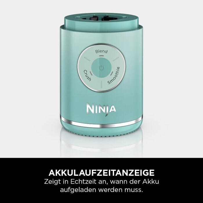 Ninja Blast Max: портативний блендер для смузі 570 мл, акумуляторний, пляшка-кубок, герметична кришка, 3 функції (смузі, протеїнові коктейлі) - Meerglas (BC251EUGY)