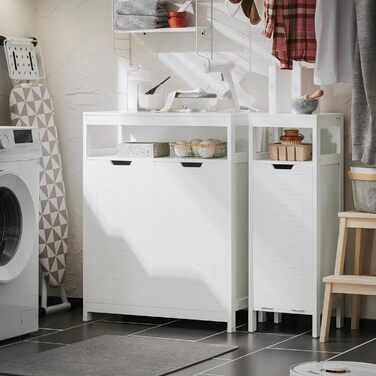 SoBuy BZR121-W Комод для ванної з 2 дверцятами, середній білий шафа 70x90x35 см, меблі для ванної, тумба у передпокій
