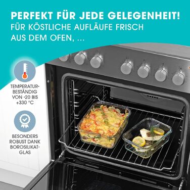 Набір скляних контейнерів для зберігання їжі GOURMETmaxx Klick-it, 3 шт, антрацит — герметичні ланч-бокси для мікрохвильової печі, морозильника та посудомийки