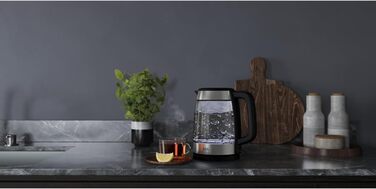 Електрочайник скляний AEG GK4-1-4GB, 2200 Вт, 1,7 л, знімний фільтр, індикатор рівня води, автовідключення, відкривання однією рукою