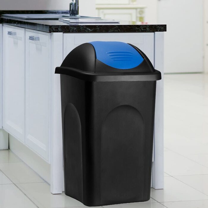 Смітник Stefanplast з маятниковою кришкою, 60 л, чорний/синій