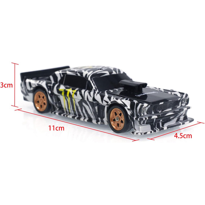 RC Автомобіль 1/43 Масштаб Drift Авто 4WD Радіокерування Готовий до Гонок З Підсвіткою Сірий