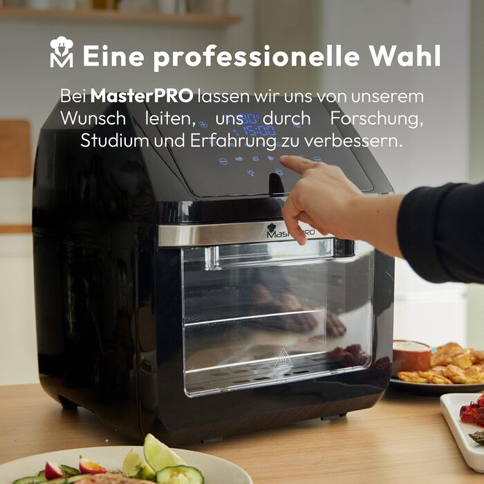 Аерофритюрниця MasterPRO ROCKET 600 на 6л, 1800Вт, керамічне покриття CERATECH, LED-дисплей, термостат 80-200°C, корпус із нержавіючої сталі