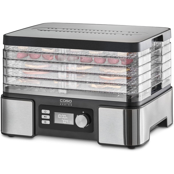 Електрична сушарка Caso DH 450 для овочів, фруктів, трав, з регульованою температурою 30–70°C і таймером до 48 годин