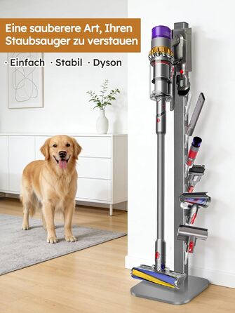 Стійка для пилососа Dyson Gen5 V15 V12 V11 V10 V8 V7 V6 – на підлогу, з 6 гачками, срібляста