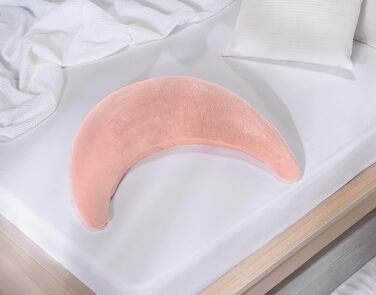 Theraline Подушка для годування та сну Plüschmond (Пудрово-рожева) з перлинним наповнювачем - ергономічна подушка для вагітних та годуючих мам, для підтримки голови та шиї, м'яка плюшева, прання 40°C