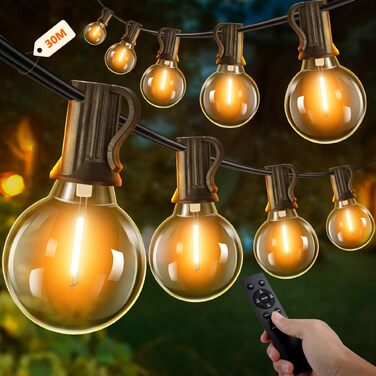 LED гірлянда Kangtaixin для вулиці з таймером 30м, 78 лампочок G40, теплий білий, водонепроникна, для саду, балкону, вечірки