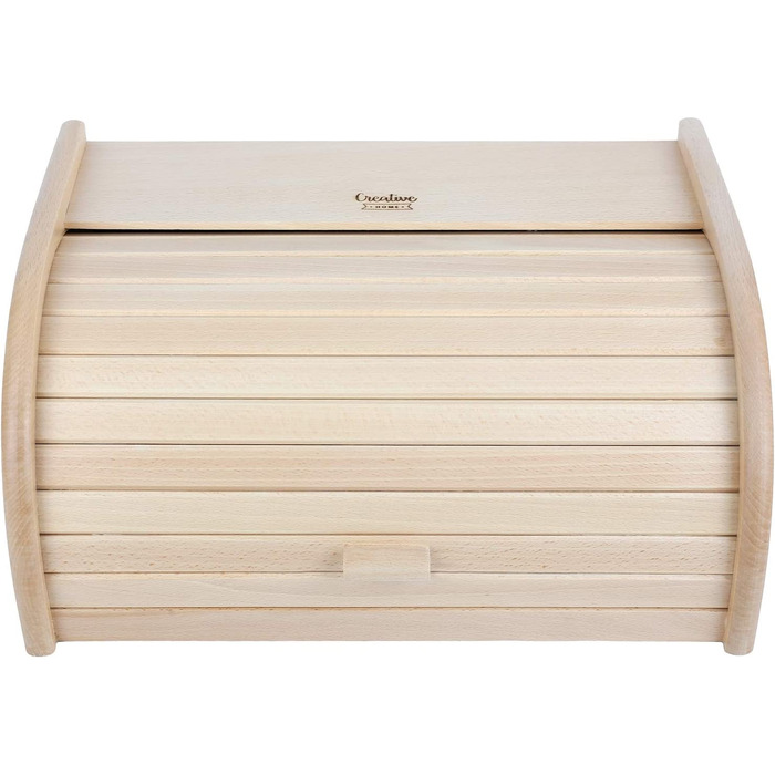 Дерев'яний хлібниця з роликовою кришкою Creative Home, 38x28,5x17,5 см, натуральна, для хліба, булочок та випічки, стильна хлібна скриня для кухні