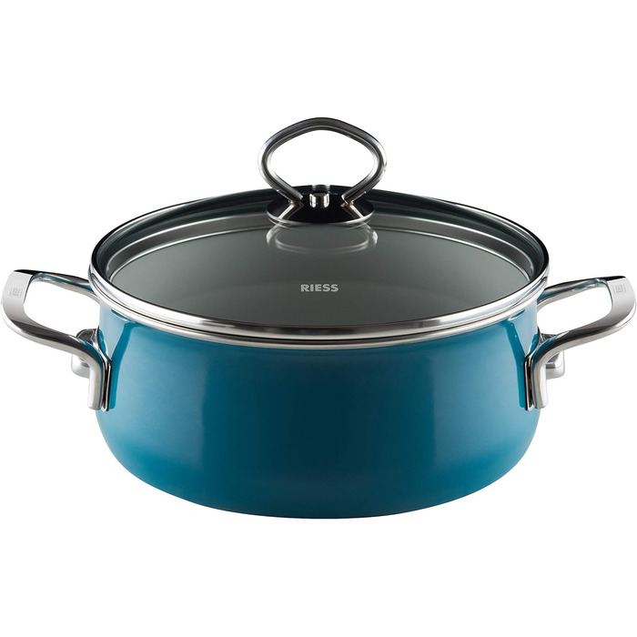 Набір посуду Riess Nouvelle Aquamarin Extra Stark, 5 предметів: каструлі з кришками 16 і 20 см, сотейник з кришками 16 і 20 см, ковшик 12 см