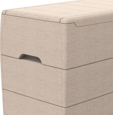 Duramax Cedargrain Durabox 270л: пластиковий органайзер для саду з колесами та ручками, короб для подушок, теплий сірий колір
