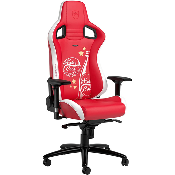 Ігрове крісло noblechairs Epic Nuka Cola, ергономічне, офісне, PU-шкіра, з підголівником та поперековою підтримкою, для користувачів до 120 кг і 185 см, спеціальна серія