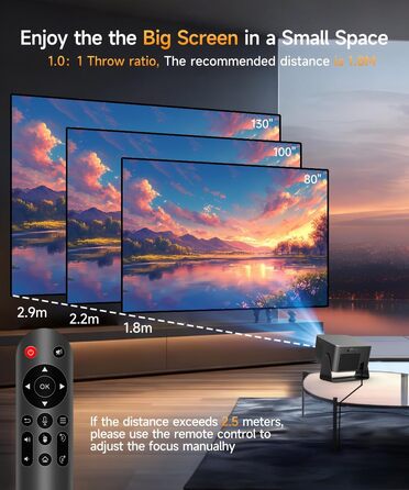 Magcubic Mini Beamer 4K/8K Android 14: Портативний проектор 1080P, 600 ANSI, WiFi 6, Bluetooth 5.4, Автофокус, 180° поворот, 12W динамік для дому та вулиці (HY350 Max)