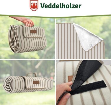 Водонепроникний плед для пікніка та пляжу Veddelholzer XXL (200x200 см), ізольована підстилка від піску для кемпінгу, парку та фестивалів, легка в догляді (Beach)