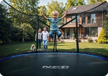 Садовий батут Neo-Sport 10ft/312см із зовнішньою захисною сіткою та драбиною