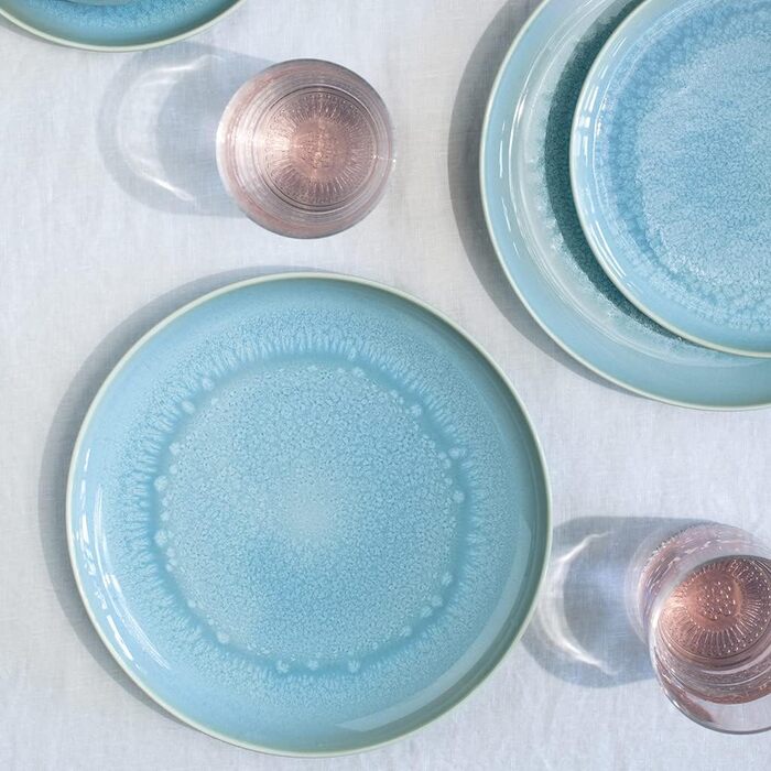 Сервіз столовий Villeroy & Boch Crafted Blueberry, 12 предметів, тарілки для основних страв 25,9 см та супу 21,9 см, реактивна глазур, преміум порцеляна, бірюзовий