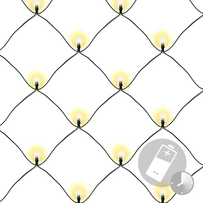 Світлодіодна сітка Nipach 160 LED 2x2 м, тепле біле світло, з таймером, на батарейках, для вулиці, новорічна та святкова декорація, підсвітка павільйону, світлова завіса