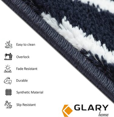 Набір з 15 самоклеючих килимків для сходів Glary Home 22x71x1,2 см, біло-синій трикутний візерунок