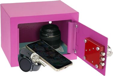 Сейф HMF 49216-15 малий меблевий з ключем, рожевий, 23x17x17 см