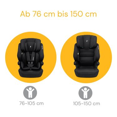 Дитяче автокрісло Osann Jazzi Isofix, з 1 року, i-Size, регульоване, чорне, для зросту 76-150 см