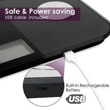 Цифрова вага-аналізатор Uten з Bluetooth, вимірювання жиру, вага до 180 кг, чорна, синхронізація з додатком