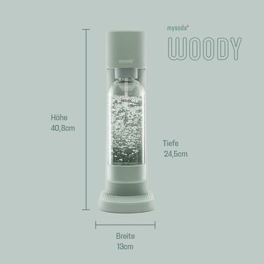 Сифон для газування води Mysoda Woody, шавлієвий зелений (Pigeon), без CO2-циліндра