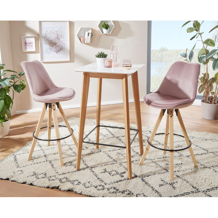 Барний стіл FineBuy 60x110x60 см, білий, для 4 осіб, скандинавський дизайн, дерев'яний високий стіл для бару та вечірок, дуб