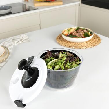 Салатниця-спінер Salter BW12003EU7 3,5 л, пластикова, чорна, для миття, сушіння та сервірування салату, з нековзною основою